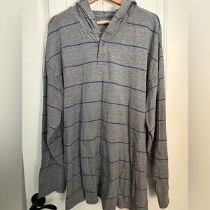 Old Navy Gray and Blue Striped Hooded Long Sleeve Shirt